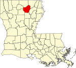 Mapa de Luisiana con la ubicación del Parish Ouachita