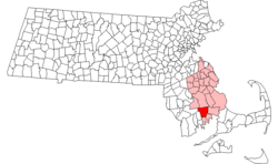 Location in Plymouth County in Massachusetts