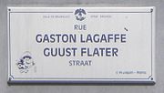 … dite « rue Gaston-Lagaffe », avec mention du copyright sur la plaque de rue sous la forme « © Franquin - Marsu ».