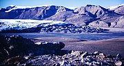 La morrena activa de la glacera Thompson el juliol de 1988