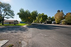 Looking south across Main Street (Utah State Route 142) and along Center Street in Trenton, September 2012