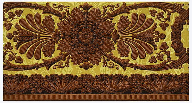 Neoclassical palmettes on a border, 1815-1825, block-printed and flocked on handmade paper, Cooper Hewitt, Smithsonian Design Museum, New York City