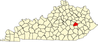 Map of Kentaki highlighting Lee County