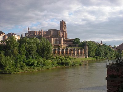 Katedralo de Albi el la alia flanko de la rivero