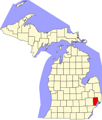 Locatie van Macomb County in Michigan