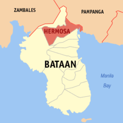 Mapa de Bataan con Hermosa resaltado