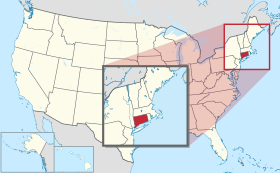 Connecticut na mapě USA