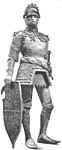 Staty över Kung Artur, med anakronistiskt senmedeltida rustning.