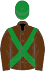 Brown, green cross-belts and cap