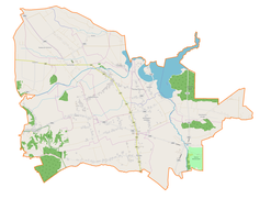 Mapa konturowa gminy Sułów, po lewej znajduje się punkt z opisem „Sułowiec”