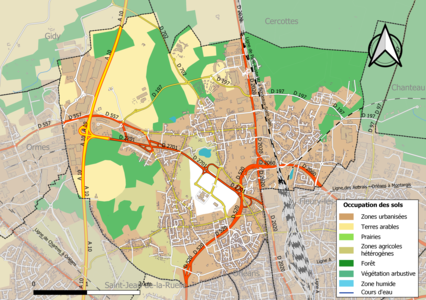 Carte des infrastructures et de l'occupation des sols de la commune en 2018 (CLC).