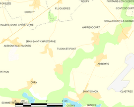 Mapa obce Tugny-et-Pont