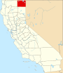 Mapa de California con la ubicación del condado de Modoc