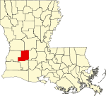 Mapa de Luisiana con la ubicación del Parish Allen