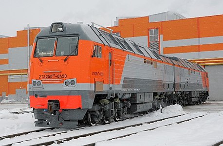 2ТЭ25КМ-0450 в оранжево-серой окраске «Шубарколь комир»