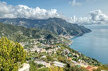 Amalfi Coast, Italy, attracts international tourists of all classes annually[26] and is listed as a UNESCO World Heritage Site.[27]