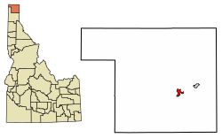 Location of Bonners Ferry in Boundary County, Idaho.