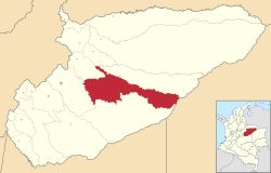 Location of the municipality and town of San Luis de Palenque in the Casanare Department of Colombia.