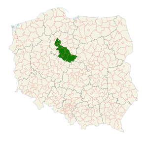 Karta Poljske sa pozicijom Kujavije