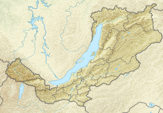 Mapa konturowa Buriacji, w centrum znajduje się punkt z opisem „Swiatoj Nos”