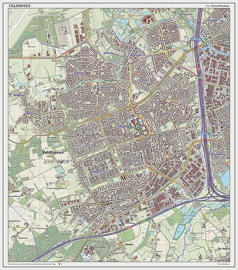 Dutch topographic map of Veldhoven (town), as of March 2014