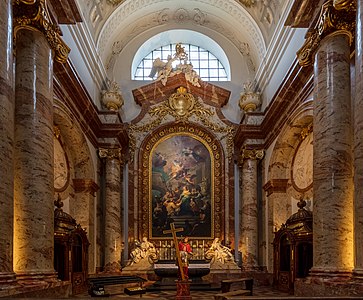 Baroque Ionic columns in the Karlskirche, Vienna, Austria, 1715–1737, by Johann Bernhard Fischer von Erlach[22]