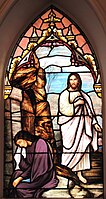 Mary of Magdala at the empty tomb window at St. Matthew's Lutheran Church. Attributed to the Quaker City Glass Company of Philadelphia, 1912