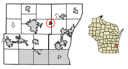 Location of Newburg in Ozaukee/Washington County, Wisconsin.