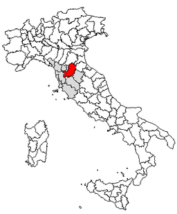 Karta över Italien med Provincia di Firenze markerat