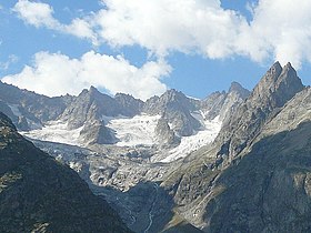 Vue depuis le sud-est du glacier de Triolet.