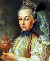 Царевна Мария Яковлевна Грузинская (ок. 1728—1761), урожденная княжна Долгорукая, дочь князя Я.П. Долгорукова, жена царевича Георгия Вахтанговича Грузинского (1712-1786), сына царя Картли Вахтанга VI Багратиони. Аллегория Азии.