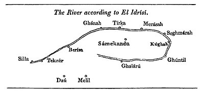 Mapa do río Senegal de acordo con al-Idrisí