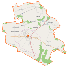 Mapa konturowa gminy Łosice, po prawej znajduje się punkt z opisem „Meszki”