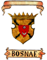 Escut de Bòsnia dins l'armorial de Fojnica, amb dues fletxes encreuades i un escussó amb una estrella i un muntant (segle xv)