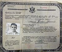 Bronner's 1936 naturalization certificate making him a U.S. citizen