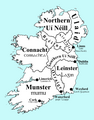 Карта Ирландии после падения и распада королевства Улад. Показаны владения разных линий королевского рода Уи Нейллов и мелкие вассальные королевства