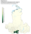 Расселение тувинцев в СФО по городским и сельским поселениям в %, перепись 2010 г.