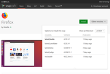 Description de l'image Firefox versions on Snapcraft.png.