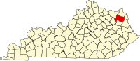 Map of Kentaki highlighting Carter County