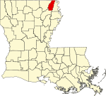 Mapa de Luisiana con la ubicación del Parish West Carroll