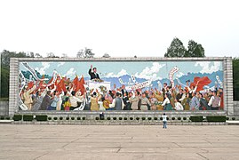 Un mural de Kim Il-sung en Pyongyang