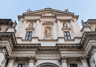 Façade de l'église Chiesa di San Gaetano (Vicenza) (it). Octobre 2021.