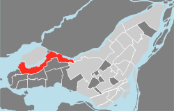 Ligging van Pierrefonds-Roxboro op die Montréal-eiland