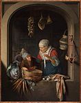 Торговка сельдью с мальчиком. Ок. 1664. Дерево, масло. Лейденская коллекция, Нью-Йорк