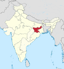 Peta India dengan letak Jharkhand ditandai.