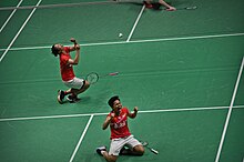 Greysia Polii and Apriyani Rahayu celebrates after winning 2020 Indonesia Masters