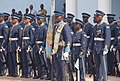 Honour guards from Ghana Air Force during a welcoming ceremony for Ivory Coast Gen. Soumaila Bakayoko, the ECOWAS chair of chiefs of defence staff, during Exercise Western Accord 13.