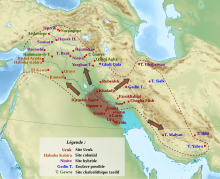 Carte en couleurs de la Mésopotamie.