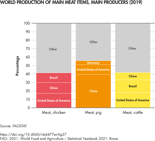 World production of main meat items, main producers (2019)[40]