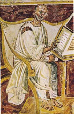 Святой Августин. Фреска капеллы Санкта-Санкторум в Латерано, VI век.
